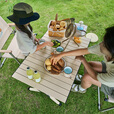 Naturehike挪客铝合金蛋卷桌折叠桌 户外露营野餐野炊烧烤聚会家用便携桌子 米色/SmileyWorld联名