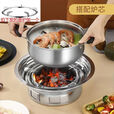 潮思汇韩式烧烤炉家用不锈钢烧烤架圆形碳烤炉炭火烤肉锅碳烤盘家用烤炉 烤炉火锅炉架