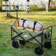 柏潮户外露营大容量可折叠车取快递购物车超大营地车手拉杆野餐车 豪华黑色