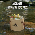 赫北营大容量折叠水桶户外露营野营桶洗脸盆洗菜洗水果钓鱼水桶 卡其色【12L】 【双面防水稳固不塌】