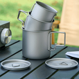侠鹿TA1纯钛户外钛合金马克杯水杯咖啡杯露营野营套装创意便携 银灰色 220ml纯钛杯（无盖不配网袋）