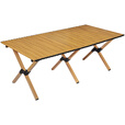 清系便携式露营桌子野餐桌椅套装野营用品装备户外折叠桌蛋卷桌 桃木色特大号120