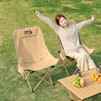 北极狼户外月亮椅露营钓鱼折叠椅便携高背月亮椅子休闲沙滩椅靠背椅子 加高款【卡其色】加高靠背/头部可靠