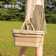 微光里野餐篮春游可折叠户外野炊露营手提篮野餐用品收纳筐菜篮子卡其色 可折叠野餐篮【卡其色】