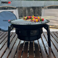 投狸（TOULIX）户外烧烤炉家用围炉煮茶烤架可折叠便携式露营碳烤炉炭炉子 加厚圆形烤炉+收纳包+烤网+密网+