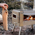 户外露营不锈钢折叠取暖炉多功能取暖桌面帐篷无烟便携式柴火室内 不锈钢柴火炉标配【送防烫手套+灰耙】