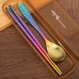 钛途（TITO TITANIUM）纯钛儿童筷子99.5%钛合金空心筷子户外餐具露营便携 冰花结晶-璀璨蓝紫色-无盒简装