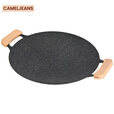 CAMELJEANS户外双耳烤盘精致露营铸铁煎盘烧烤盘铁板野餐烤肉架野营装备 173CAH0134A，黑色