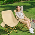 户外露营用品大全折叠小凳子可调节高背月亮椅子钓鱼椅子露营必备 加高软包卡其【不可调节】