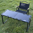 不止荒野户外折叠桌露营桌野餐桌椅便携式一体液压桌铁网桌超轻泡茶桌 大号【液压桌+灯杆+收纳袋】【不可升降】 碳钢支架