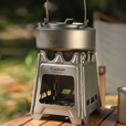 Ti artisan钛工匠户外纯钛柴火炉野营可折叠木炭炉野外烧烤便携炉具卡片炉子 钛大号柴火炉