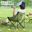 户外休闲椅露营椅月亮椅便携式小马扎凳子美术生沙滩躺椅 曜石黑-月亮椅
