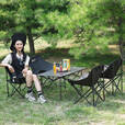 户外折叠椅子便携露营野餐月亮椅子蛋卷桌椅套装写生椅钓鱼椅 黑色长桌+4把黑色月亮椅