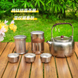户外煮茶烧水一体纯钛户外茶具炉具锅具烧水壶便携式露营装备全套 升级款手提箱14件套【钛银结晶泡茶器】