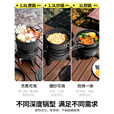 北山狼 户外卡式炉电气两用一体机露营折叠卡式炉防爆便捷式 炉具套装 黑色T3：炉+1.8L煮锅+煎锅+炒锅