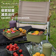 布比克户外露营方形锅折叠便携不锈钢饭盒煎盘煮锅垂钓登山骑行餐具套锅 套锅沙绿色
