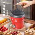 万家（WANJIA）一节二节多功能煤炉烤火炉煤球炉取暖手提移动户外新款炭炉 圆盖式红一节半【内径14cm】+压火盖