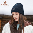 骆驼（CAMEL）新品户外针织毛线帽男女防寒保暖护耳大头围 【保暖抗静电】黑色，1J32264465 均码