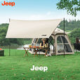 JEEP户外天幕帐篷二合一全自动便携速开六角黑胶天幕防雨防晒露营装 黑胶六面帐篷4-8人+夜灯+防潮垫