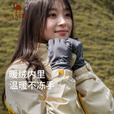 骆驼（CAMEL）新品户外登山手套男女冬季防寒保暖触屏运动防风手套 【薄绒内里】墨黑，A1W3GZ103 S