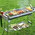 烧烤炉烤炉烧烤架家用户外折叠便携式全套工具庭院不锈钢加厚烤肉 大号折叠款【食品级不锈钢网】+4配件