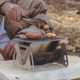 户外不锈钢烧烤炉迷你版可拆卸柴火炉便携简易折叠卡片式烧烤炉 大号烧烤炉+40片速燃碳