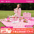 原始人芭比野餐垫防潮垫加厚春游草坪户外帐篷露营沙滩垫便携地垫 芭比浅粉【2*2m】