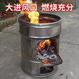 柏潮不锈钢户外便携移动柴炉农村木柴柴火炉灶新款加厚简易柴火炉小型 主图款 配二个弯头+80cm管
