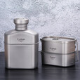 Ti artisan钛工匠纯钛水壶户外露营钛饭盒野营登山烧水壶便当盒纯钛餐具套装 水壶+饭盒套装