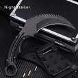 夜行者（Night stalker）防身随身直刀高硬度鹰爪子开刃一体钢锋利刀具皮套 黑色+皮套
