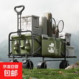 户外露营车可折叠便携式野营车自驾游摆摊买菜手推车营地车 【8寸轮】绿色后翻拖斗+赠送侧袋 410L 有刹车