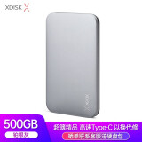 小盘(XDISK)500GB Type-C3.1移动硬盘Q系列2.5英寸 铂银灰 高速全金属8.9mm超簿便携精英款 稳定耐用