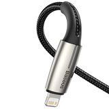 倍思 苹果快充数据线PD20W/18W 带夜灯金属编织加长线适用iphone12/11Pro/XsMax/XR/8手机充电器线2.28米黑