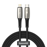 倍思 苹果快充数据线PD20W/18W 带夜灯金属编织加长线适用iphone12/11Pro/XsMax/XR/8手机充电器线2.28米黑