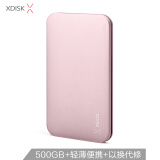 小盘(XDISK)500GB Type-C3.1移动硬盘Q系列2.5英寸 樱花粉 高速全金属8.9mm超簿便携精英款 稳定耐用