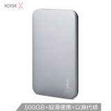 小盘(XDISK)500GB USB3.0移动硬盘Q系列2.5英寸铂银灰高速金属...