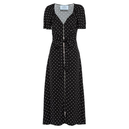 普拉达(prada)20秋冬女士波点中长连衣裙 黑色 it44