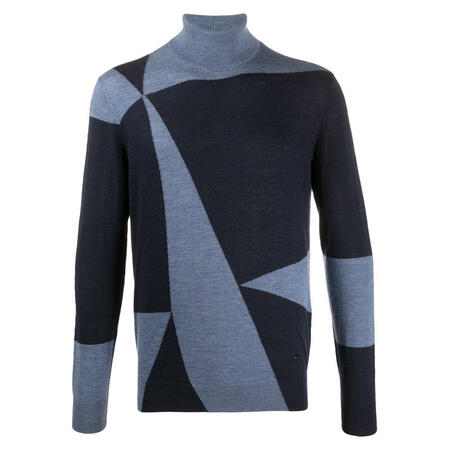阿玛尼(emporio armani)20秋冬男士拼色毛衣 蓝色 s
