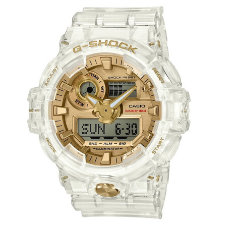 卡西欧 Casio 男表35周年限量冰川金g Shock透明白电子表运动手表ga