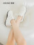 奥康（Aokang）官方女鞋 2023秋季新款纯色简约运动休闲滑板鞋增高小白鞋女 白色 35