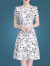 YUDA夏季新款女装蕾丝连衣裙刺绣印花中长款仙气精品修身收腰女裙子 白色玫瑰 2XL (建议123-132斤)