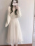 苏洛琳（SULUOLIN）2024年春秋夏季白色新款女士针织套装连衣裙小个子气质女神范衣服 上衣十杏色裙 XL(建议：115-125斤)