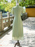 麻笙记改良旗袍2023新款女夏新中式年轻款中年绿色奥黛连衣茶服 绿色（竹蝶绣·奥黛款） M