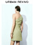 UR2024夏季新款女装气质魅力斜肩领收腰褶皱连衣裙UWG740121# 褐绿 L