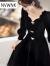 NVWNK晚礼服女2022新款高端气质显瘦小香风轻奢小众黑色宴会主持人 红色(丝绒裙) M码(95-105斤)