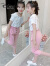 迪士尼（Disney）女童套装 24年夏新款洋气初中学生6-15岁女孩薄款时髦短袖两件套5 衬衫+粉裤 110cm