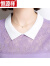皮尔卡丹（pierre cardin）冰丝短袖女士带领t恤中年妈m妈有翻领针织衫蕾丝夏装漂亮上衣体 紫色 (蕾丝边) S