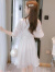 皮尔卡丹法式白色雪纺连衣裙2024年夏新款小清新小众设计感气质小个子裙子 米白色 S 8095斤