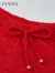 夏娃的诱惑甜熙组珊瑚绒睡衣女冬季保暖加绒加厚2023新款撞色家居服套装 大红色开衫套装 均码