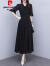 PIERRE CARDIN雪纺连衣裙子女士装夏季2024年新款黑色高端洋气显瘦气质时髦长裙 黑色 L (100-120斤)